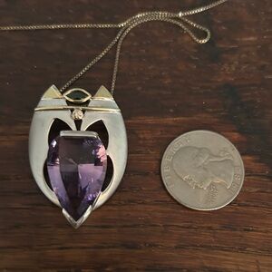 SSilver and Gold Pendant with believed to be Amethyst, Diopside and Diamond